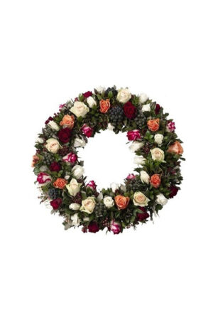 Kleurrijke krans met rozen